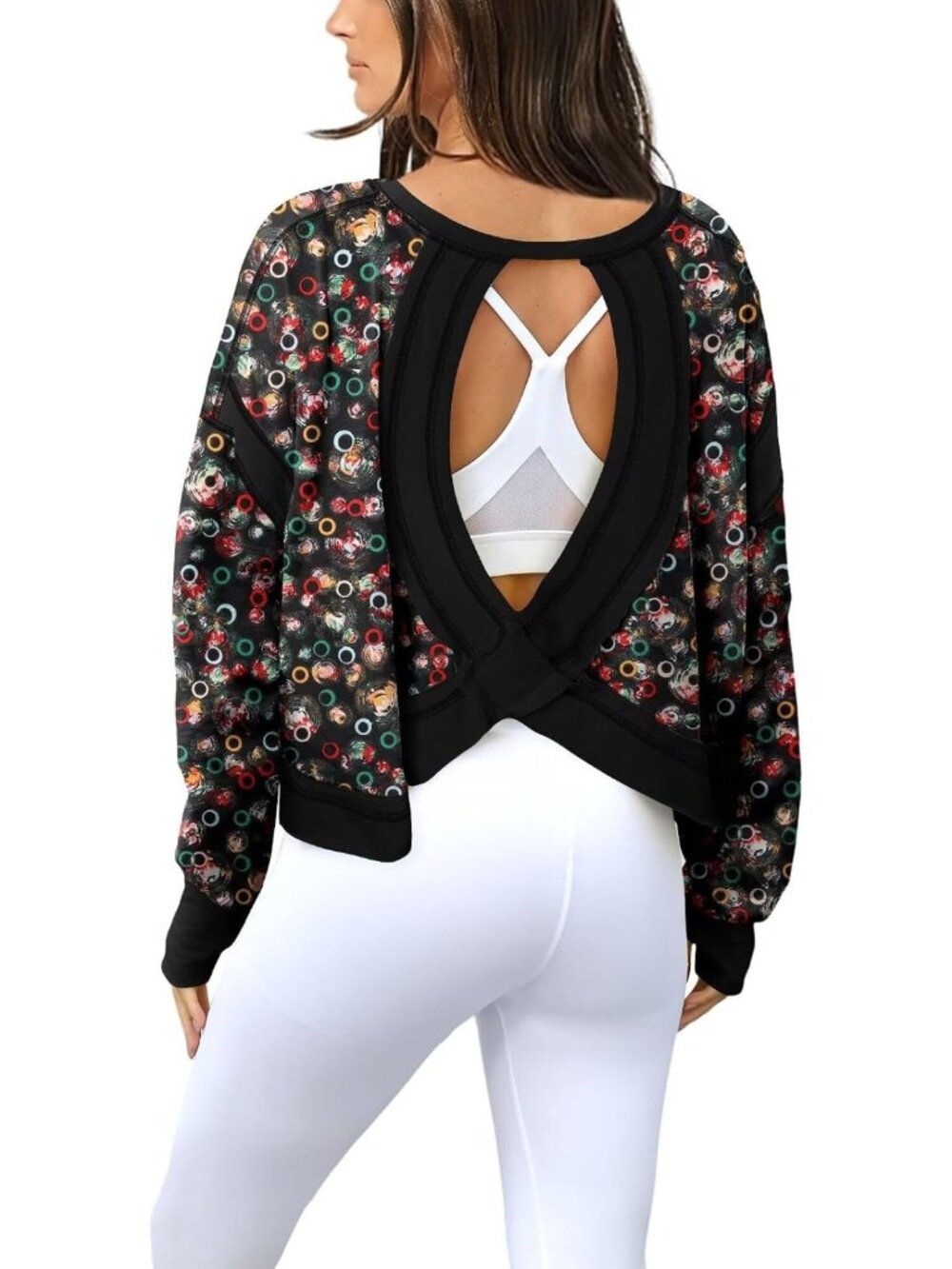 Long Sleeve Open Back Athletic Top for Women | Casual Yoga & Workout Tee